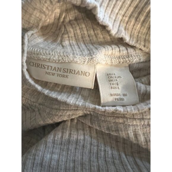 Christian Siriano New York Ribbed Gray Mock Neck Sleeveless Top Large a984 - Picture 3 of 3